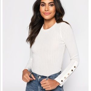 White long sleeve ribbed top